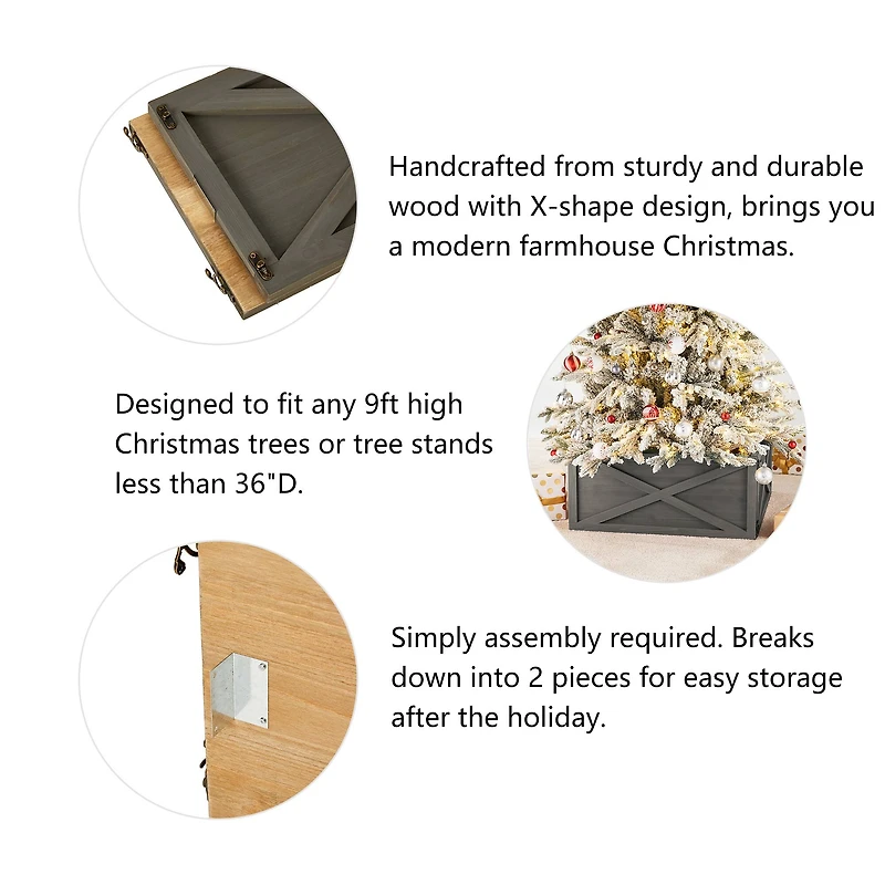 Glitzhome® 26" Warm Gray Wooden Tree Collar