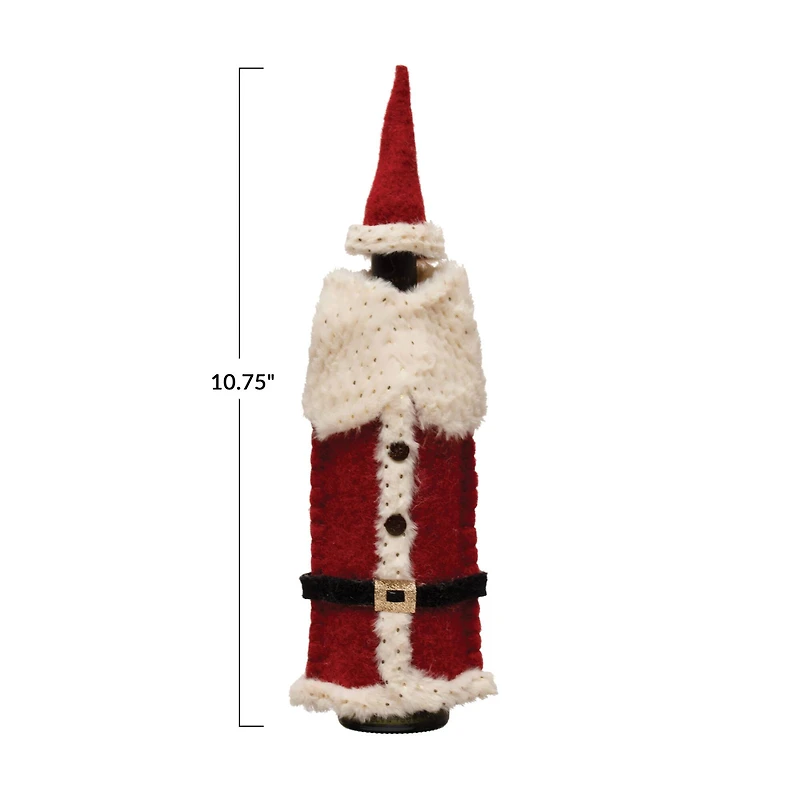 Hello Honey® 10.75" Red & White Felt Santa Outfit Bottle Cover