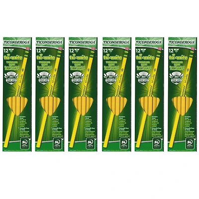 Ticonderoga® Tri-Write™ Pencils with Eraser, 6 Packs of 12