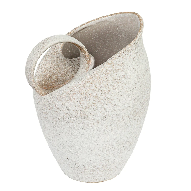 Hello Honey® 9" White Textured Stoneware Pitcher in Reactive Glaze