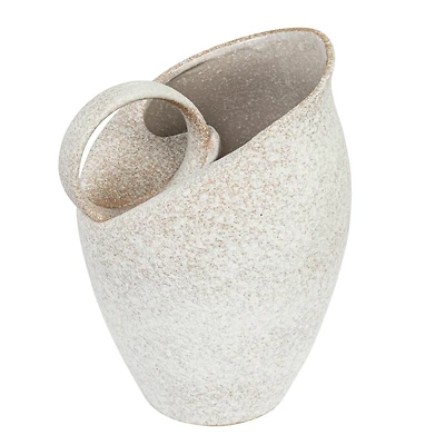 Hello Honey® 9" White Textured Stoneware Pitcher in Reactive Glaze
