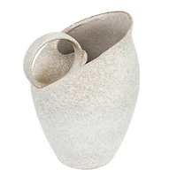 Hello Honey® 9" White Textured Stoneware Pitcher in Reactive Glaze