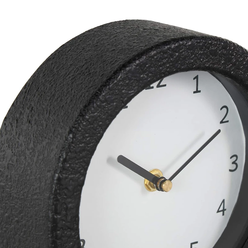 8.75" Textured Decorative Clock with Gold Accents Set