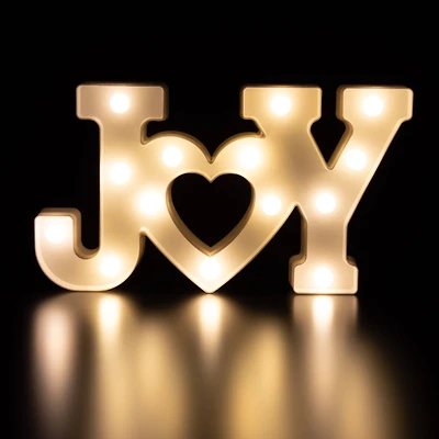 12.75" White Joy LED Christmas Marquee Wall Sign