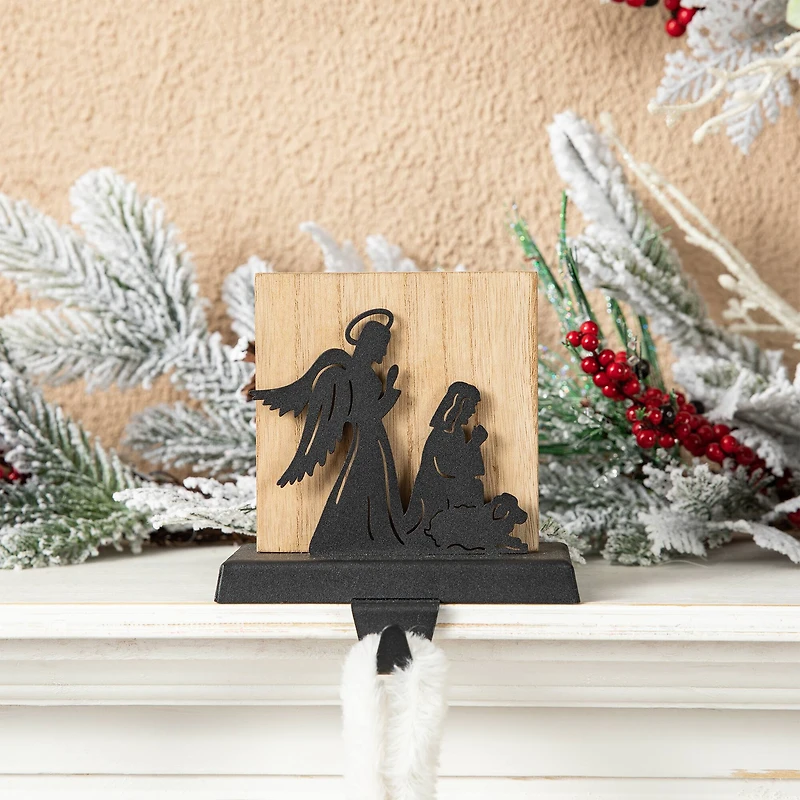 Glitzhome® 5" Christmas Metal Nativity Scene Stocking Holder Set