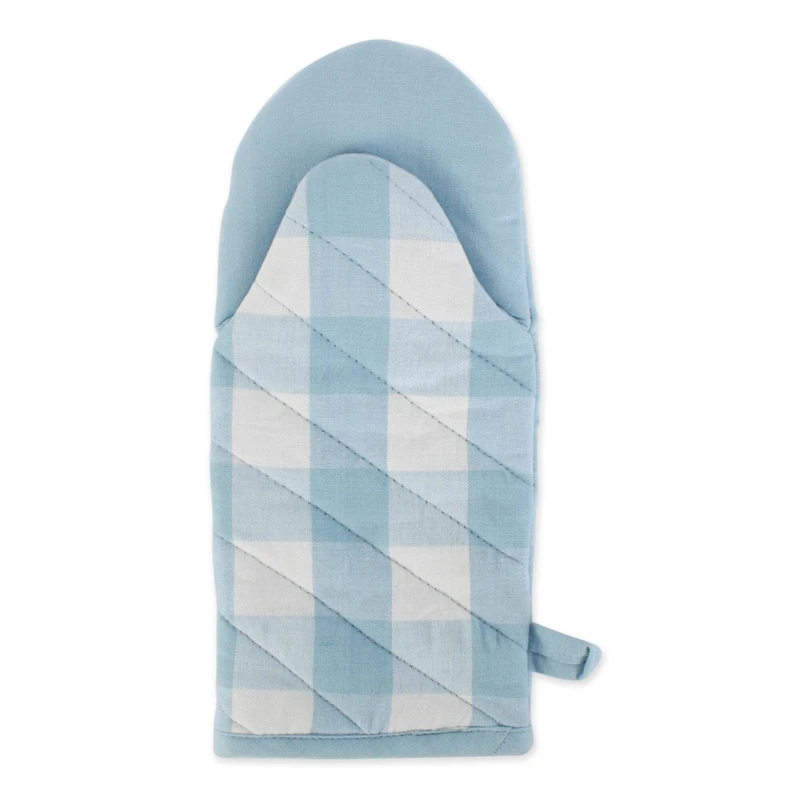 DII® Light Blue Buffalo Check Oven Mitt & Pot Holder Set