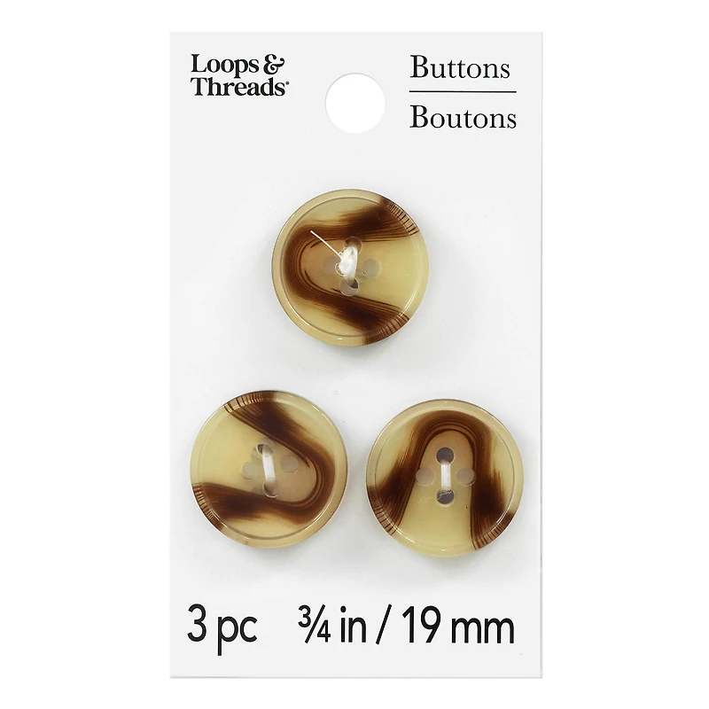 3/4" Tortoise Buttons, 3ct. by Loops & Threads®