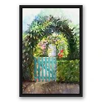 Garden Gate Black Floating Framed Canvas Wall Art