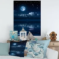 Designart - Full Moon in Cloudy Night Sky I