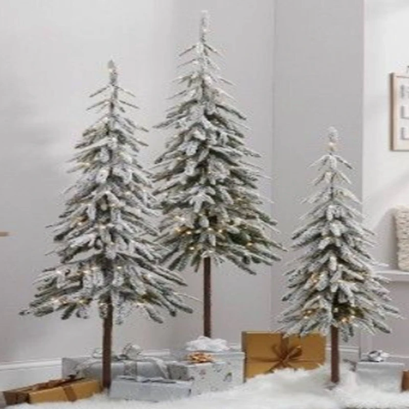 6ft. Pre-Lit Alpine Flocked Artificial Christmas Tree, Clear LED Lights