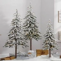 6ft. Pre-Lit Alpine Flocked Artificial Christmas Tree, Clear LED Lights