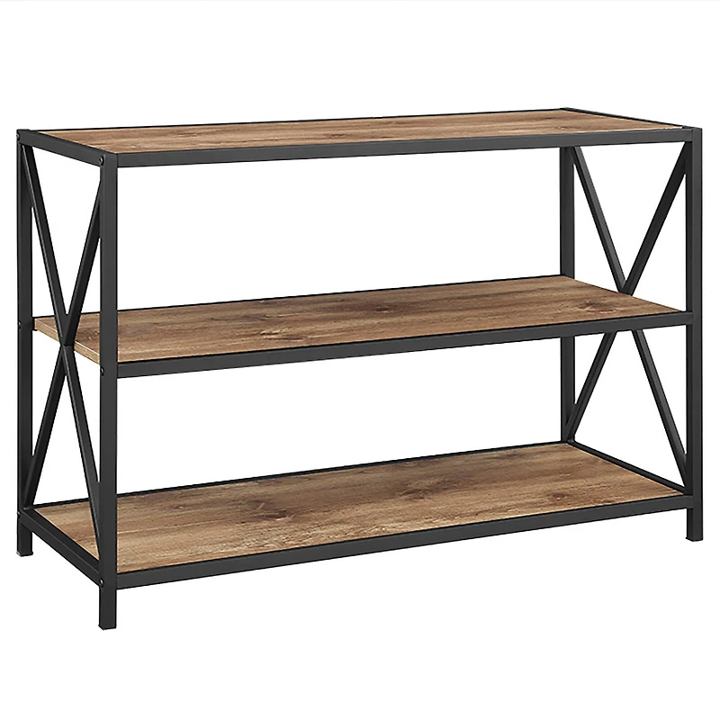 Walker Edison Barnwood X-Frame Industrial Wood Bookshelf