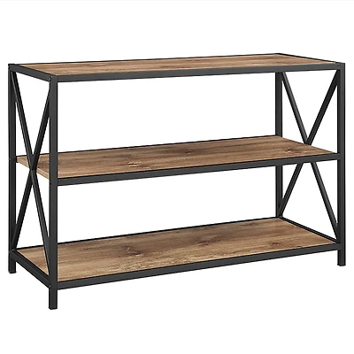 Walker Edison Barnwood X-Frame Industrial Wood Bookshelf