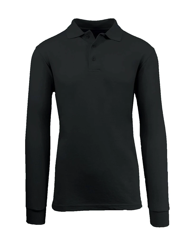 Galaxy by Harvic Long Sleeve Men's Pique Polo Shirt
