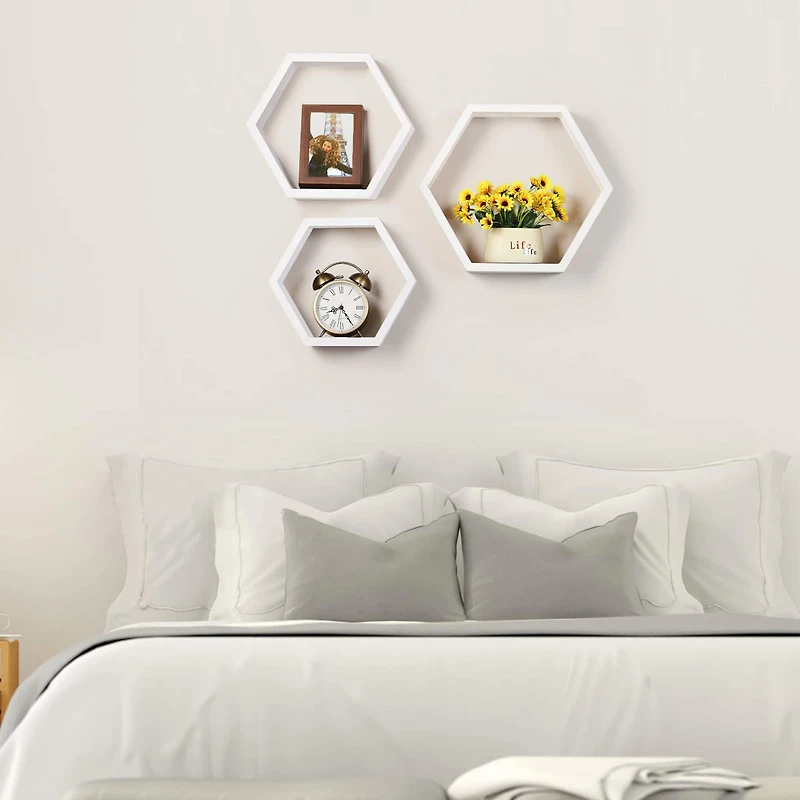 NEX™ Wall-Mounted Hexagon Floating Shelves Set
