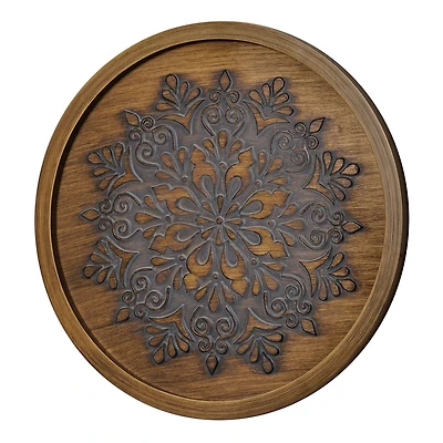 American Art Decor™ 17" Brown and Boho Rustic Farmhouse Wood Framed Wall Medallion