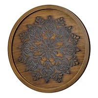 American Art Decor™ 17" Brown and Boho Rustic Farmhouse Wood Framed Wall Medallion