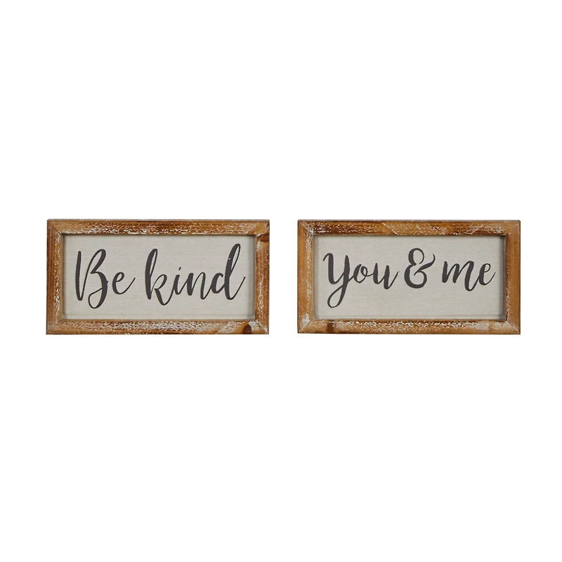 Set of 2 Brown Metal Farmhouse Sign Wall Decor, 12" x 6"