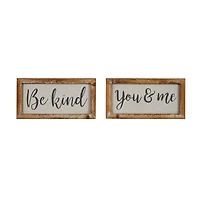 Set of 2 Brown Metal Farmhouse Sign Wall Decor, 12" x 6"