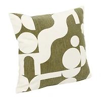 Hello Honey® Green & Natural Abstract Design Cotton Slub Pillow