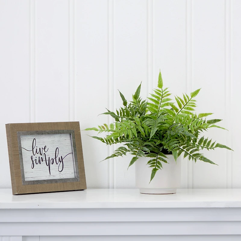 13" Artificial Boston Fern Plant with Decorative Planter 