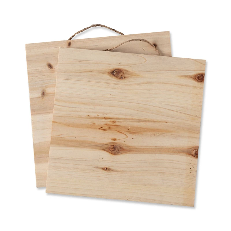9 Packs: 2 ct. (18 total) 10" x 10" Natural Wood Square Plaques by Make Market®