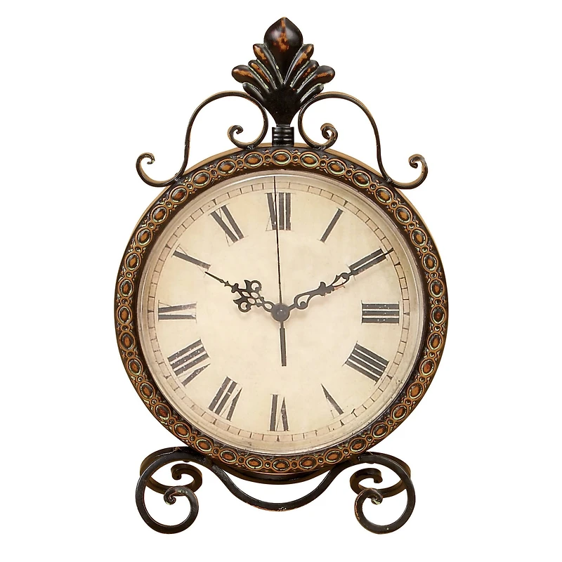 17" Brown Metal Rustic Clock