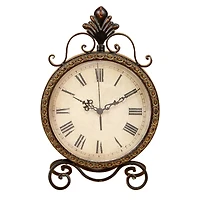 17" Brown Metal Rustic Clock