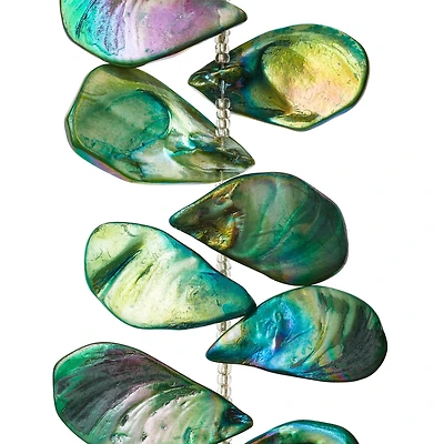 12 Pack: Green Aurora Borealis Shell Teardrop Beads, 32mm by Bead Landing™