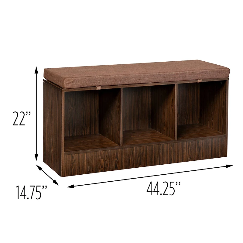 Honey Can Do Deep Espresso Entryway Bench with Storage Shelves
