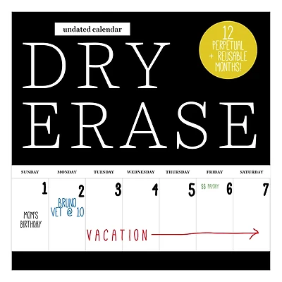 TF Publishing Undated 12" x 12" Dry Erase Vertical Wall Calendar