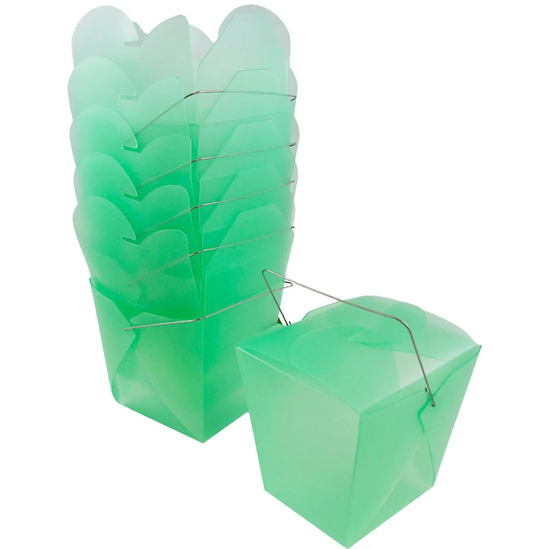 JAM Paper Green Large Plastic Chinese Takeout Container