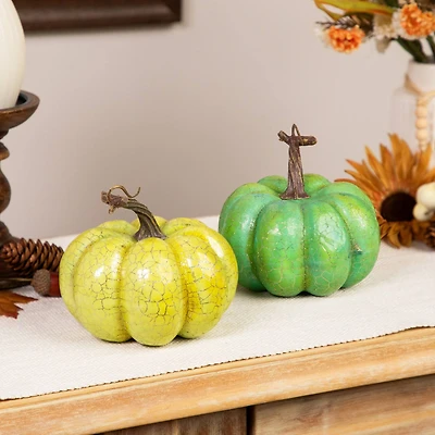 5" Green Fall Harvest Tabletop Pumpkins Set