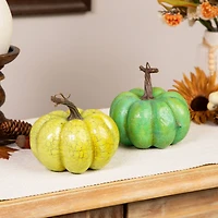 5" Green Fall Harvest Tabletop Pumpkins Set