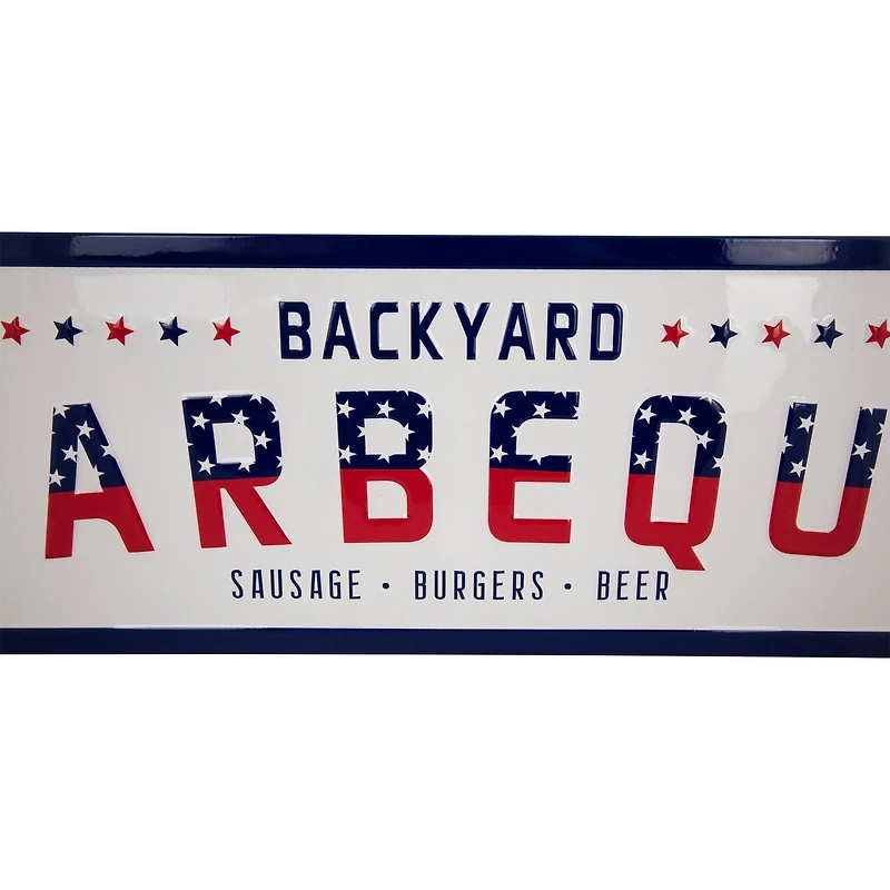 23" Backyard Barbeque Americana Metal Wall Sign