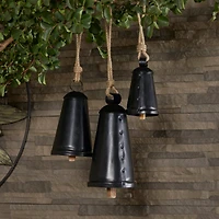 Black Metal Bohemian Decorative Cow Bell, Set of 3" 13", 10", 9"