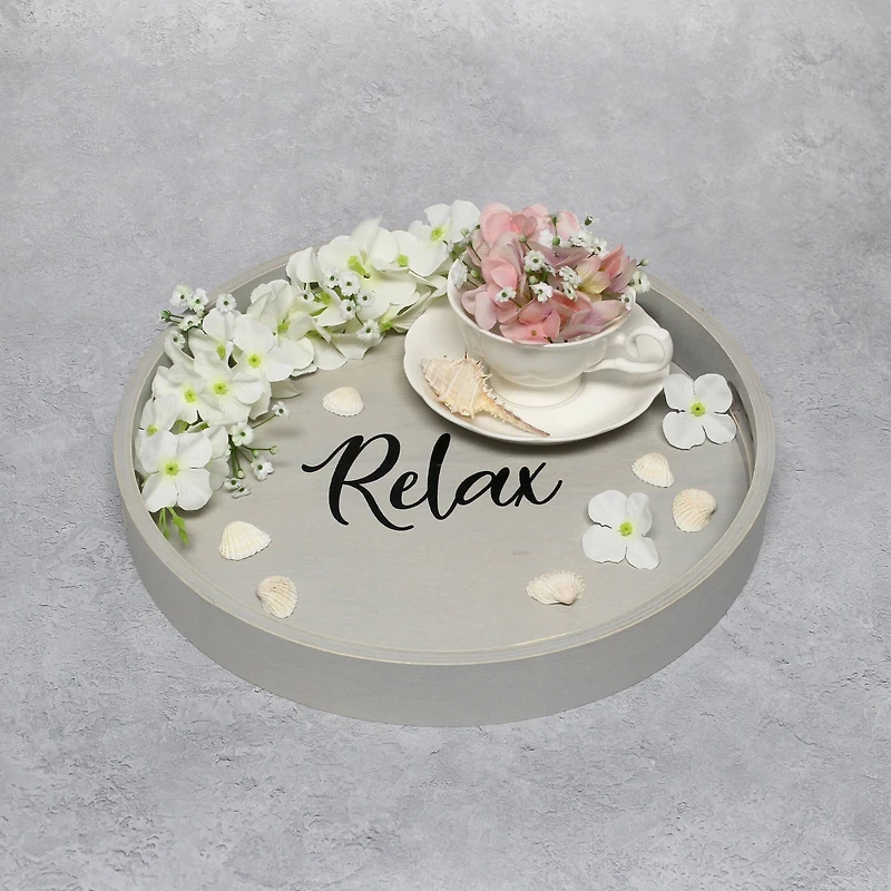 Elegant Designs™ 13.8" Round Relax Serving Tray with Handles