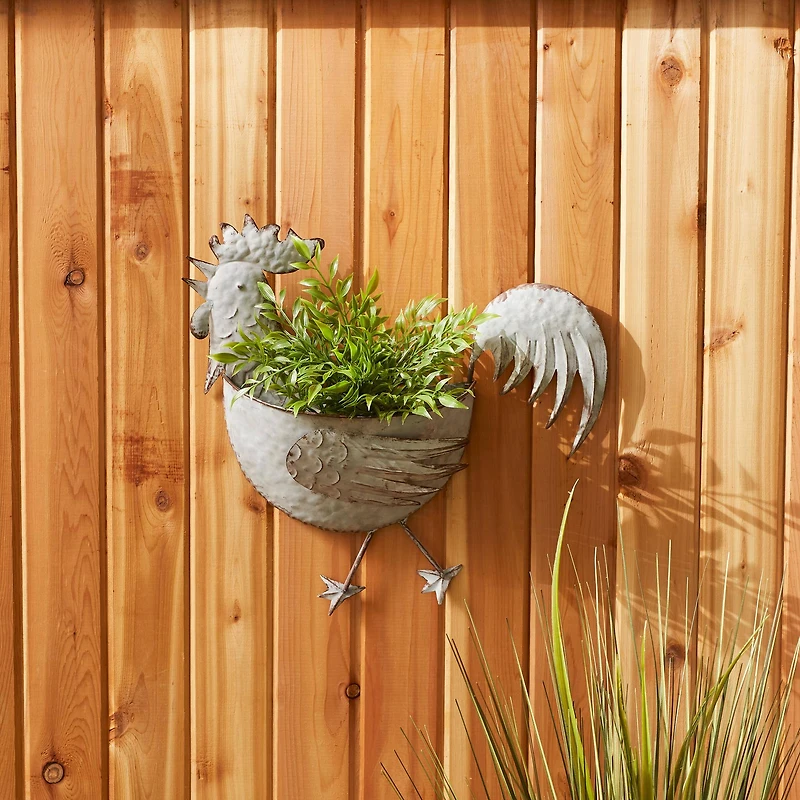 DII® 14.25" Rooster Galvanized Wall Planter