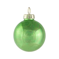 10ct. 2" Grass Green 2-Finish Glass Ball Ornaments