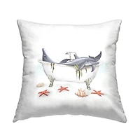 Stupell Industries Nautical Dolphins Swimming Bathtub Sea Life Throw Pillow, 18" x 18"