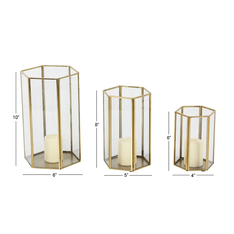 CosmoLiving by Cosmopolitan Gold Glass Modern Lantern Set