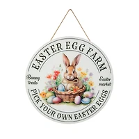 Glitzhome® 11.75" Easter Bunny Round Wall or Door Hanger