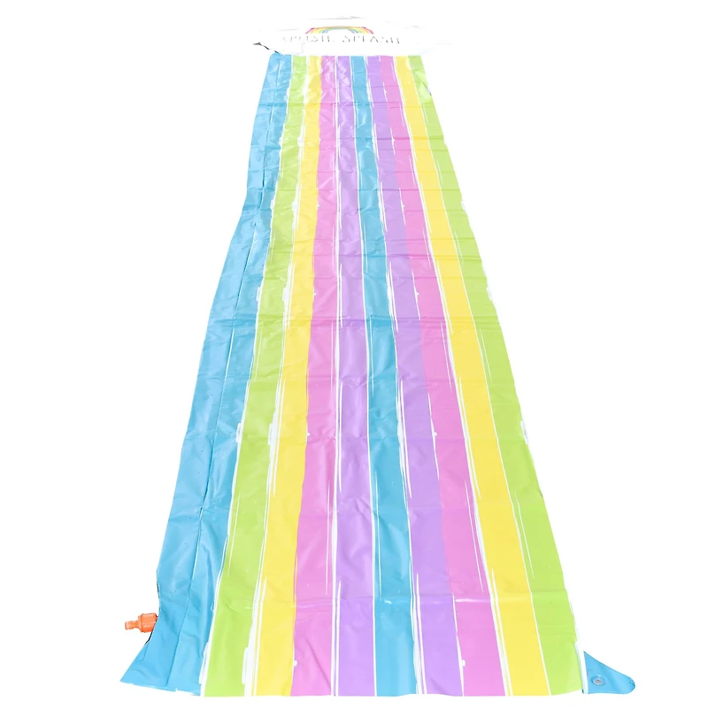 Rae Dunn 16ft. Splish Splash Rainbow Slide & Ride with Sprinkler