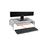Mind Reader Silver Metal Mesh Monitor Riser Stand & Desk Drawer Organizer Set