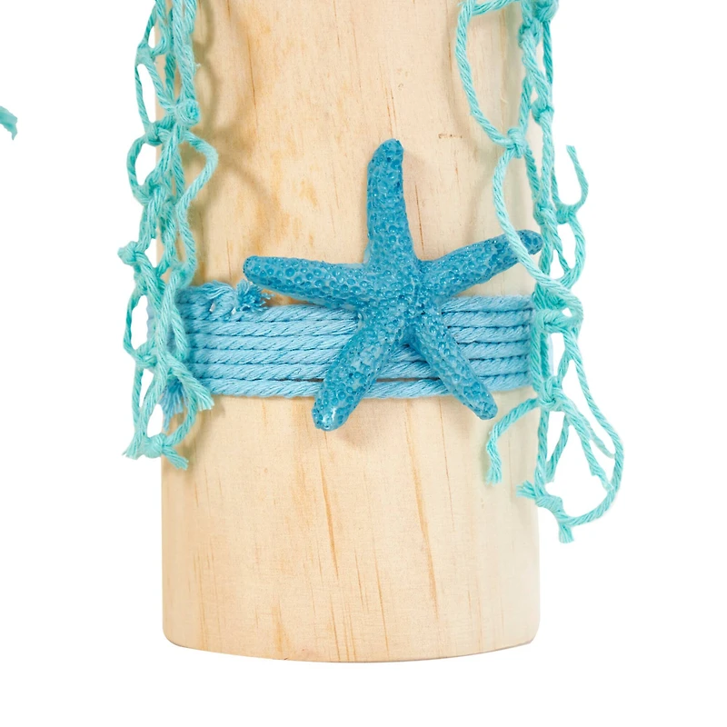 11" Blue Ceramic Sea Life Ombre Sculpture Set