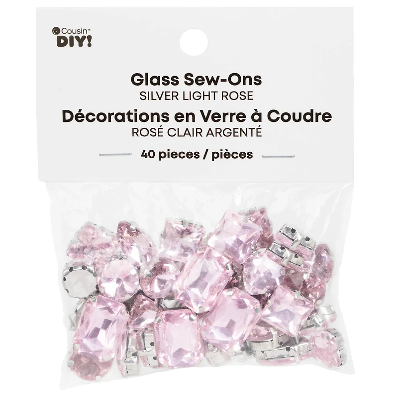 CousinDIY Silver Light Rose Glass Sew-On Rhinestones, 40ct.