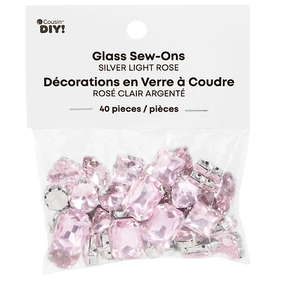 CousinDIY Silver Light Rose Glass Sew-On Rhinestones, 40ct.