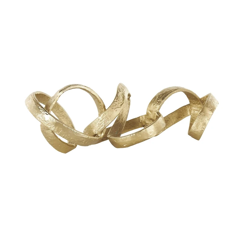 25" Gold Aluminum Metal Chain Abstract Textured Link Sculpture