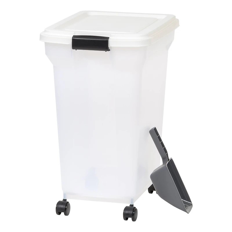 IRIS Clear, White, Black, Dark Gray 55qt. Food Container With Sealed Top & Scoop