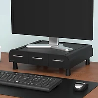 Mind Reader Black Monitor Stand & 3 Draw Desk Organizer Storage Set